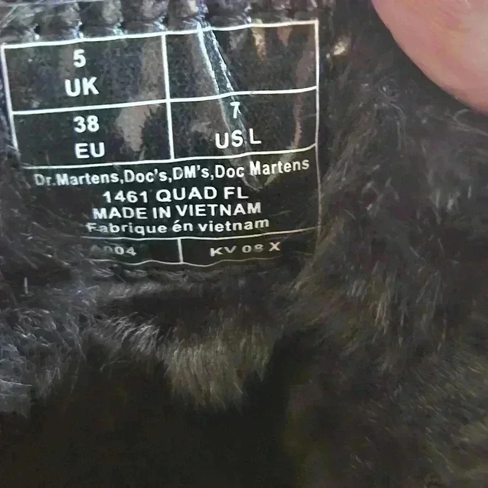 Dr. Martin's  1461 Quad Platform Derby Faux Fur Lined Shimmered Metallic Size 7
